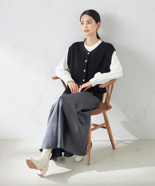 a.v.v(アーヴェヴェ)の「【2SET】ラメニットベスト×ブラウスセット(ニット/セーター・レディース・ブラック/ブルー/グレー系その他・36/42/34/40/38)」の10枚目の写真
