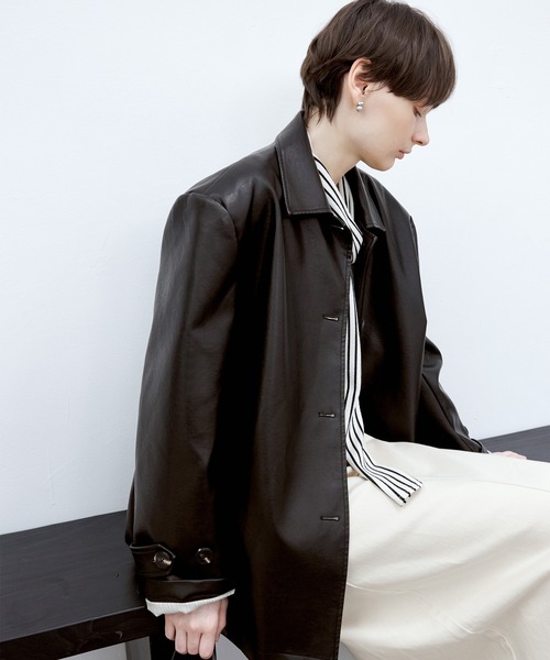 tageechita(タジチタ)の「【tageechita】クラシックエコレザージャケット(テーラードジャケット・レディース・ブラック・L/M/S)」の13枚目の写真