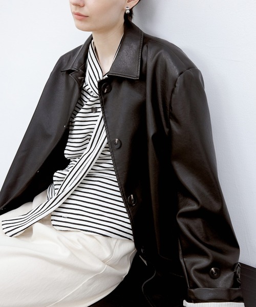 tageechita(タジチタ)の「【tageechita】クラシックエコレザージャケット(テーラードジャケット・レディース・ブラック・L/M/S)」の21枚目の写真