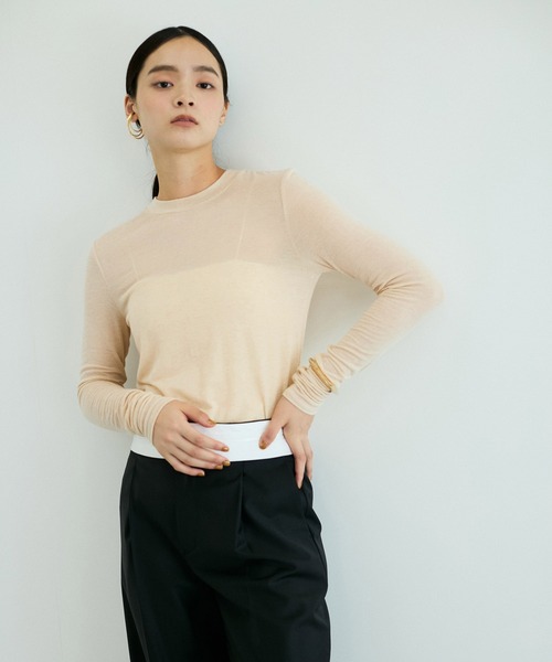 ADAM ET ROPE'(アダムエロペ)の「【洗える】ウール混ウォッシャブルベアロンT(Tシャツ/カットソー・レディース・ブラック/ベージュ/ホワイト・FREE)」の13枚目の写真