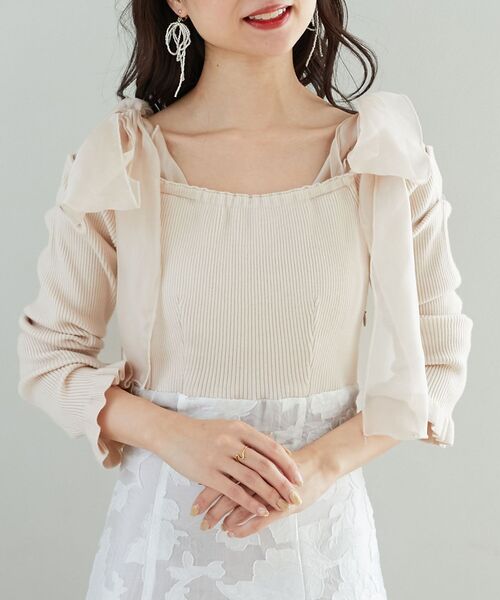 MAJESTIC LEGON（マジェスティックレゴン）の「ニットドッキング肩リボンワンピ（ワンピース・レディース・ピンク/ブラック/グレー・X-SMALL/SMALL/MEDIUM）」の10枚目の写真