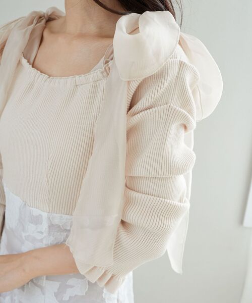 MAJESTIC LEGON（マジェスティックレゴン）の「ニットドッキング肩リボンワンピ（ワンピース・レディース・ピンク/ブラック/グレー・X-SMALL/SMALL/MEDIUM）」の13枚目の写真