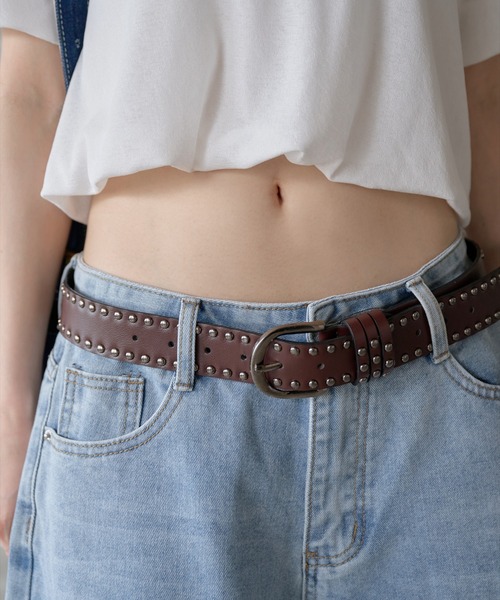 00's archive 宝飾スタッズベルト studs ホワイト 平成ギャル