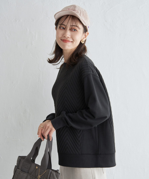 ikka（イッカ）の「フクレジャガード切り替えプルオーバー（Tシャツ/カットソー・レディース・パープル系その他/オフホワイト/チャコールグレー・M/L/S）」の10枚目の写真