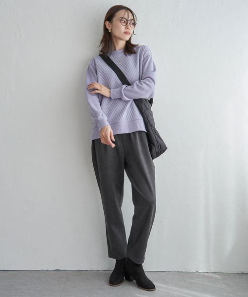 ikka（イッカ）の「フクレジャガード切り替えプルオーバー（Tシャツ/カットソー・レディース・パープル系その他/オフホワイト/チャコールグレー・M/L/S）」の5枚目の写真