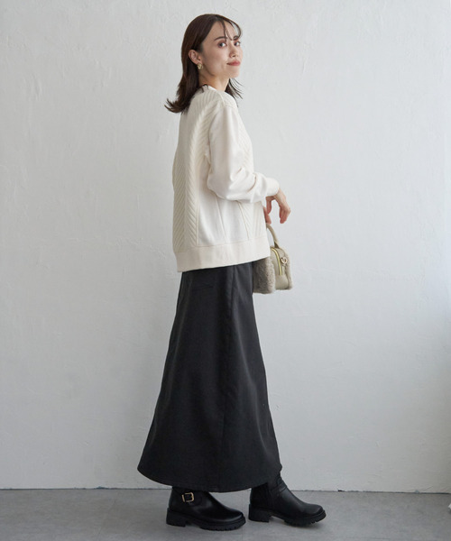 ikka（イッカ）の「フクレジャガード切り替えプルオーバー（Tシャツ/カットソー・レディース・パープル系その他/オフホワイト/チャコールグレー・M/L/S）」の9枚目の写真