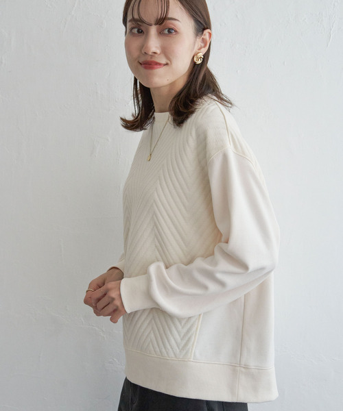 ikka（イッカ）の「フクレジャガード切り替えプルオーバー（Tシャツ/カットソー・レディース・パープル系その他/オフホワイト/チャコールグレー・M/L/S）」の17枚目の写真