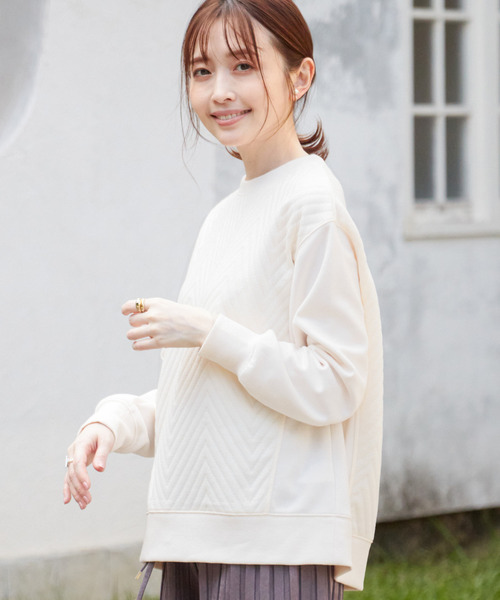 ikka（イッカ）の「フクレジャガード切り替えプルオーバー（Tシャツ/カットソー・レディース・パープル系その他/オフホワイト/チャコールグレー・M/L/S）」の14枚目の写真