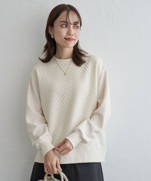 ikka（イッカ）の「フクレジャガード切り替えプルオーバー（Tシャツ/カットソー・レディース・パープル系その他/オフホワイト/チャコールグレー・M/L/S）」の16枚目の写真