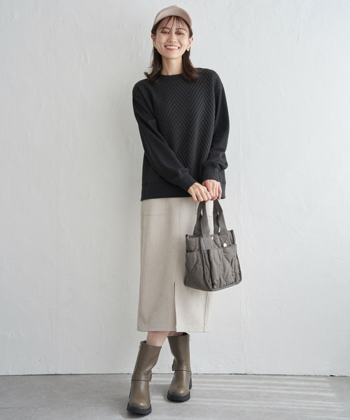 ikka（イッカ）の「フクレジャガード切り替えプルオーバー（Tシャツ/カットソー・レディース・パープル系その他/オフホワイト/チャコールグレー・M/L/S）」の11枚目の写真