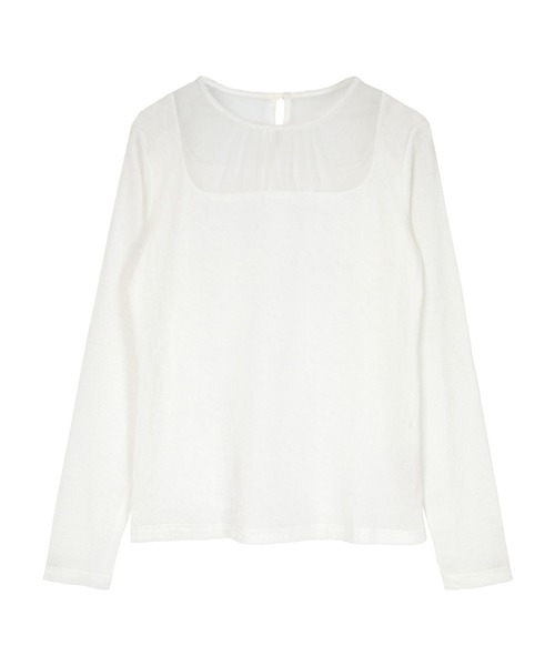 miette(ミエット)の「シアー切替ベロアトップス(Tシャツ/カットソー・レディース・オフホワイト/ブラック・FREE)」の4枚目の写真