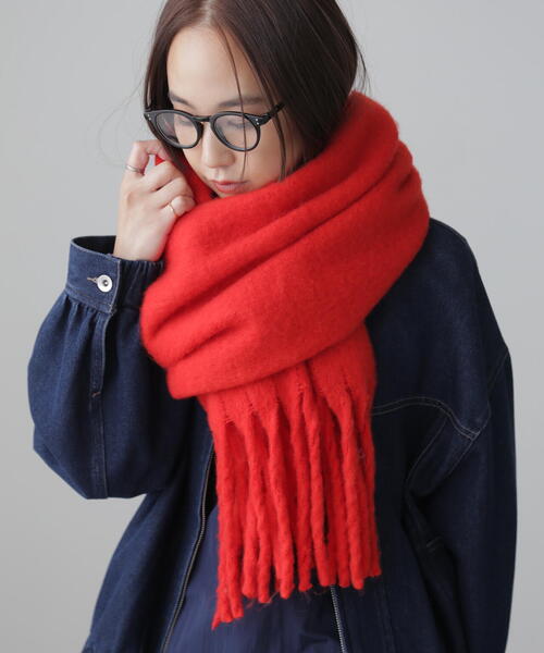 FREE'S MART(フリーズマート)の「◆大判無地ストール(ストール/ショール・レディース・ホワイト/レッド/ネイビー・フリ-)」の3枚目の写真