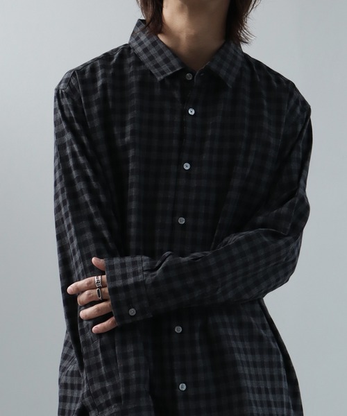 新品アトリエサブメンＡＳＭ　ビエラ起毛チェックシャツＬ紺黒系ＮＳ1516