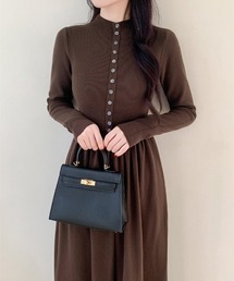 フロントボタンAラインニットワンピース