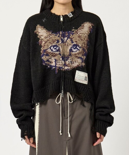 STUDIOUS(ステュディオス)の「【MIHARA YASUHIRO/ミハラヤスヒロ】CAT INTARSIA KNIT CARDIGAN(カーディガン/ボレロ・レディース・ブラック・36)」の2枚目の写真
