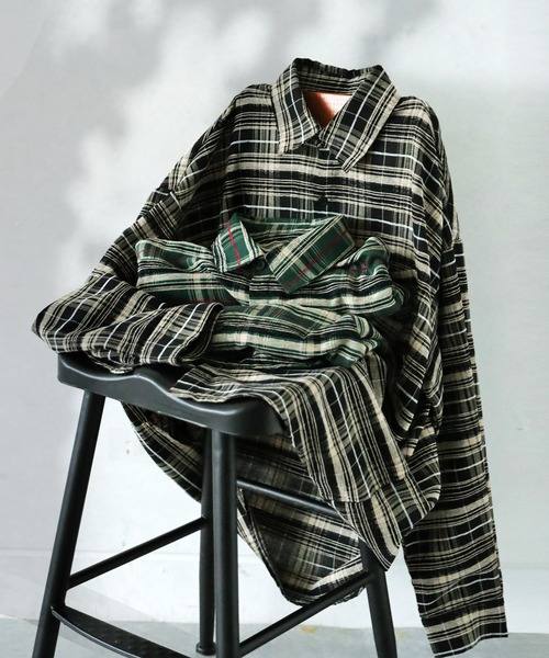 antiqua(アンティカ)の「チェック柄シャツ(シャツ/ブラウス・レディース・ブラック/グリーン・ONESIZE)」の22枚目の写真