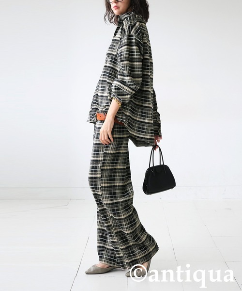 antiqua(アンティカ)の「チェック柄シャツ(シャツ/ブラウス・レディース・ブラック/グリーン・ONESIZE)」の8枚目の写真