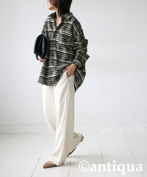 antiqua(アンティカ)の「チェック柄シャツ(シャツ/ブラウス・レディース・ブラック/グリーン・ONESIZE)」の9枚目の写真