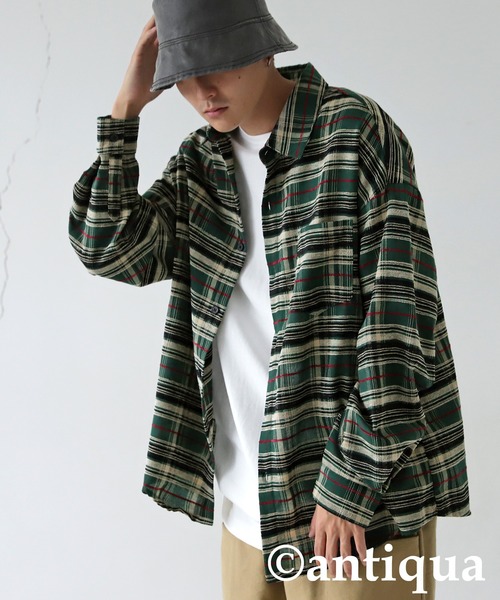 antiqua(アンティカ)の「チェック柄シャツ(シャツ/ブラウス・レディース・ブラック/グリーン・ONESIZE)」の16枚目の写真