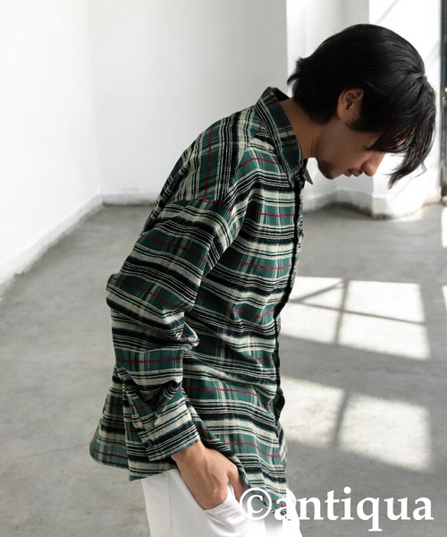 antiqua(アンティカ)の「チェック柄シャツ(シャツ/ブラウス・レディース・ブラック/グリーン・ONESIZE)」の18枚目の写真