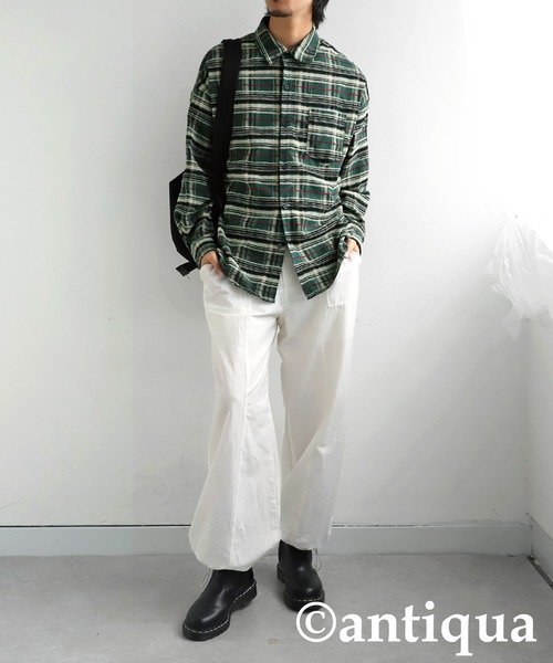 antiqua(アンティカ)の「チェック柄シャツ(シャツ/ブラウス・レディース・ブラック/グリーン・ONESIZE)」の19枚目の写真