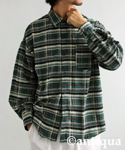 antiqua(アンティカ)の「チェック柄シャツ(シャツ/ブラウス・レディース・ブラック/グリーン・ONESIZE)」の21枚目の写真