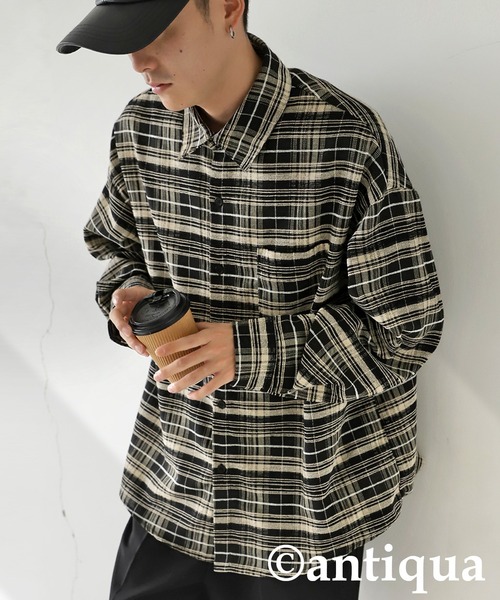 antiqua(アンティカ)の「チェック柄シャツ(シャツ/ブラウス・レディース・ブラック/グリーン・ONESIZE)」の11枚目の写真