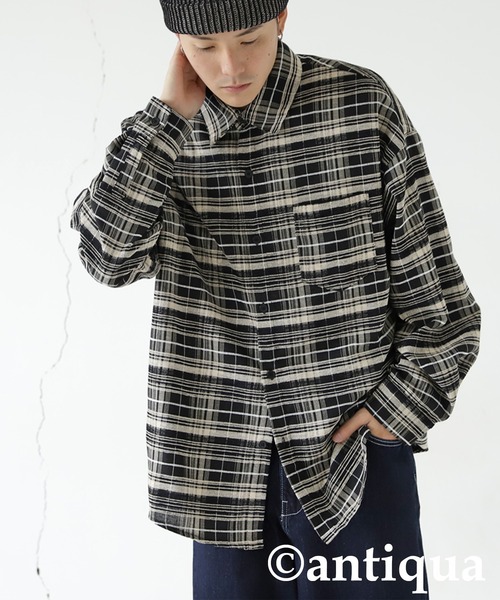 antiqua(アンティカ)の「チェック柄シャツ(シャツ/ブラウス・レディース・ブラック/グリーン・ONESIZE)」の13枚目の写真