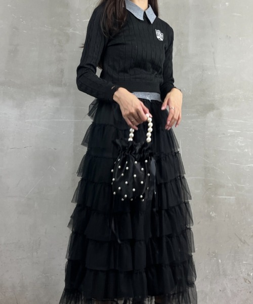 セール】パールバッグ パールチェーン チェーンストラップ 巾着バッグ