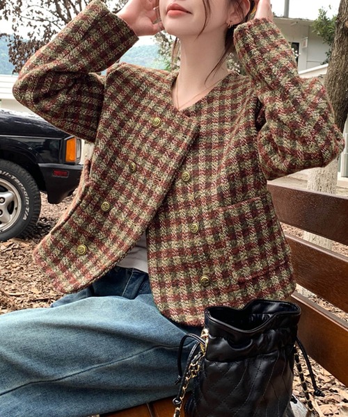 Sibra（シブラ）の「ショートジャケット（ノーカラージャケット・レディース・レッド・M）」の3枚目の写真