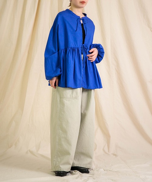 Brocante（ブロカント）の「[Brocante / ブロカント] CM50/ブロード ボレロシャツ（シャツ/ブラウス・レディース・チャコールグレー/ブルー/ホワイト/ベージュ・2）」の21枚目の写真