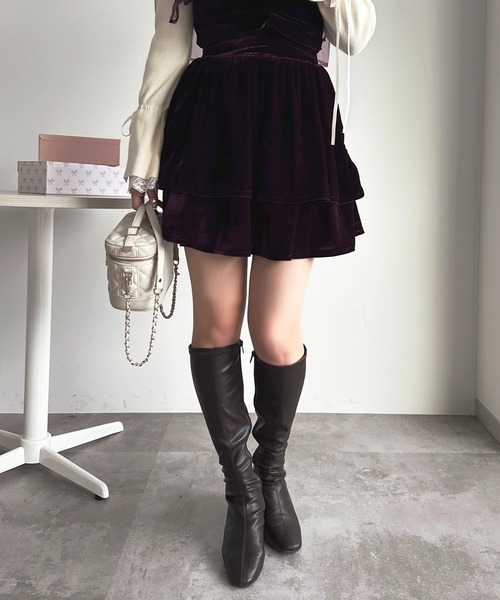 セール】【SETUP可能】ベロア2段スカート【ZOZOTOWN限定アイテム