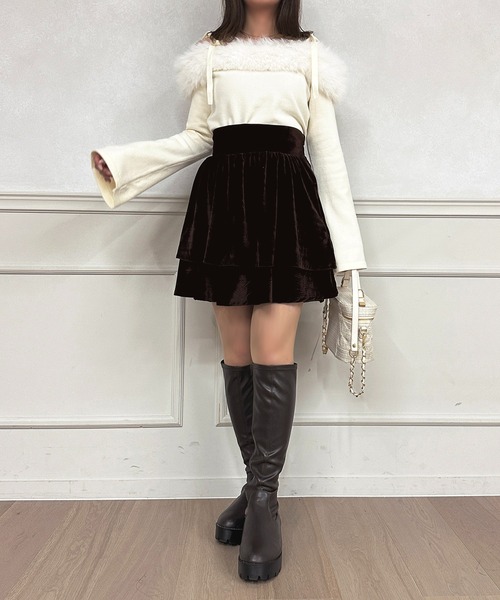セール】【SETUP可能】ベロア2段スカート【ZOZOTOWN限定アイテム