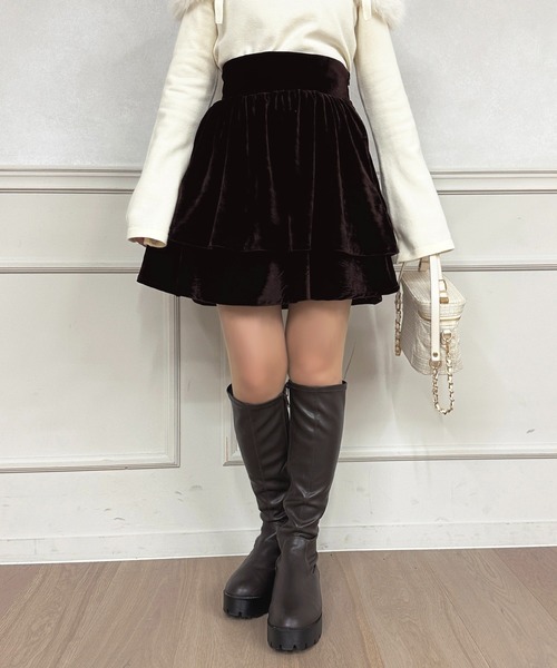セール】【SETUP可能】ベロア2段スカート【ZOZOTOWN限定アイテム