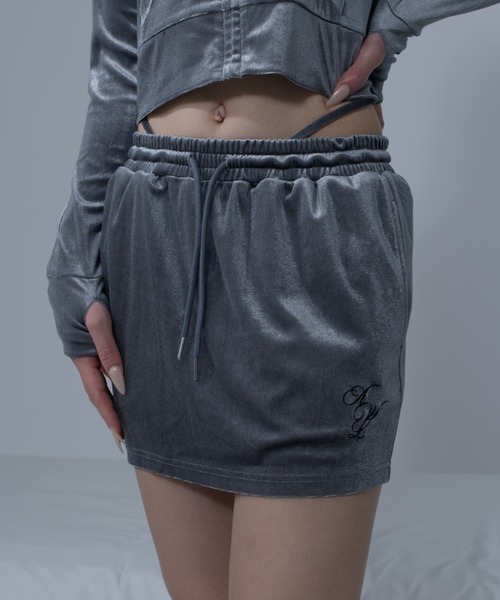 セール】logo velour mini skirt / ロゴベロアミニスカート【SETUP対応  