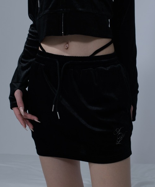 セール】logo velour mini skirt / ロゴベロアミニスカート【SETUP対応  