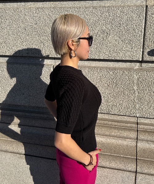 JENNE(ジェンヌ)の「エアリーケーブルサマーニット(ニット/セーター・レディース・ブラック/オフホワイト/ミント・SMALL/LARGE/MEDIUM)」の6枚目の写真