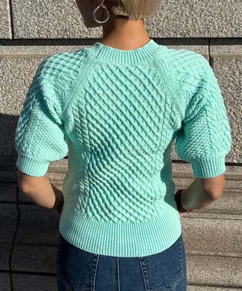 JENNE(ジェンヌ)の「エアリーケーブルサマーニット(ニット/セーター・レディース・ブラック/オフホワイト/ミント・SMALL/LARGE/MEDIUM)」の17枚目の写真