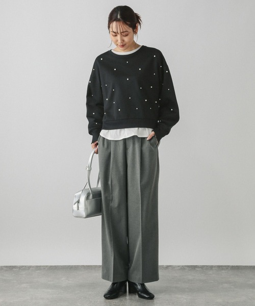 GLOBAL WORK（グローバルワーク）の「乾きやすい起毛ビジュー/147386（スウェット・レディース・ブラック/アイボリー/杢グレー・MEDIUM/LARGE）」の18枚目の写真