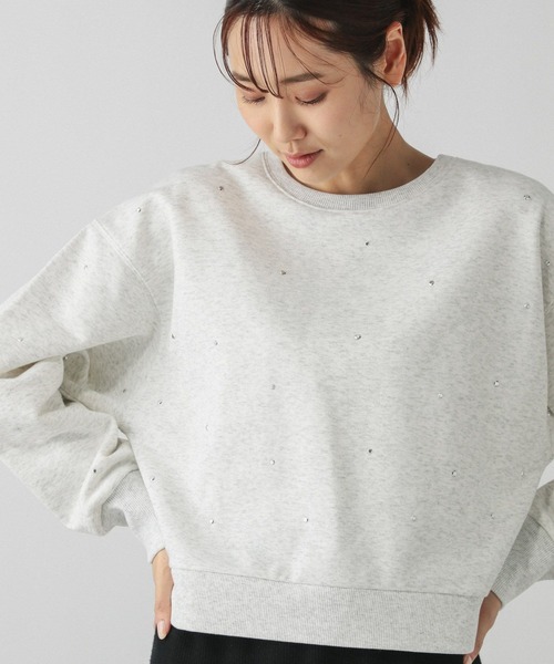 GLOBAL WORK（グローバルワーク）の「乾きやすい起毛ビジュー/147386（スウェット・レディース・ブラック/アイボリー/杢グレー・MEDIUM/LARGE）」の13枚目の写真