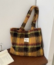 check flannel tote bag