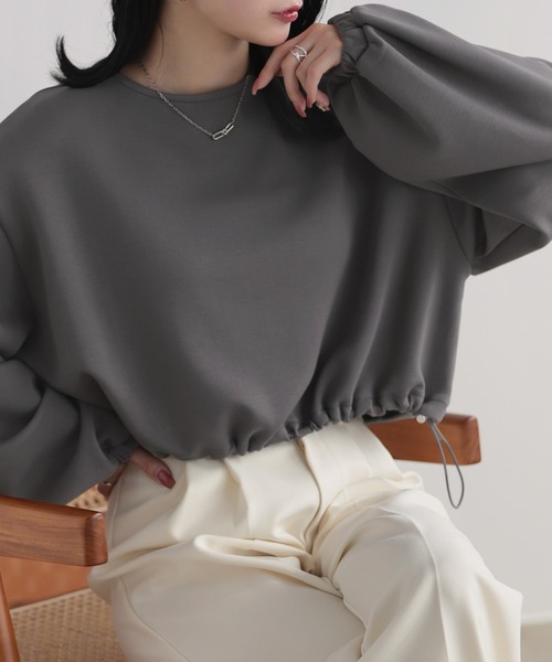 nouvellemoi（ヌーベルモイ）の「ダンボールニット裾ドロストプルオーバー（その他トップス・レディース・チャコール/アイボリー/ブラック・M）」の3枚目の写真