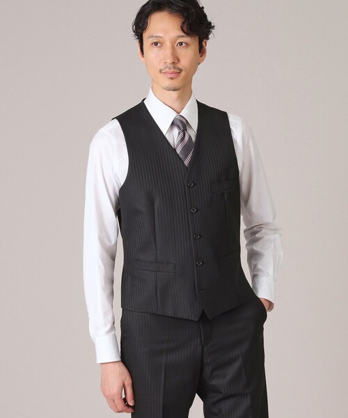 TAKEO KIKUCHI（タケオキクチ）の「【3ピースセット】シャイニーヘリンボン スーツ（スーツセット・メンズ・ブラック系2/チャコール/ネイビー系9・02/03/04）」の15枚目の写真