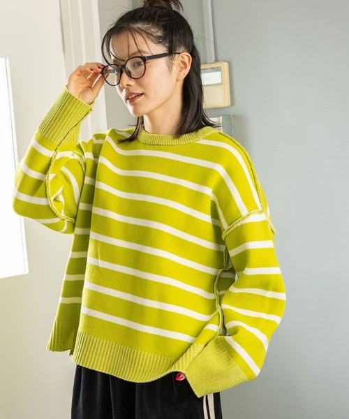 niko and...（ニコアンド）の「リバーシブルモールニットプルオーバー（ニット/セーター・レディース・ネイビー/イエロー/チャコール/アイボリー・MEDIUM/LARGE）」の12枚目の写真