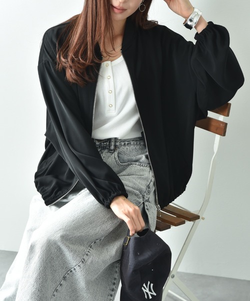 INTERPLANET(インタープラネット)の「ダブルクロスブルゾン(ブルゾン・レディース・ライトグレー/カーキ/ブラック・FREE)」の1枚目の写真