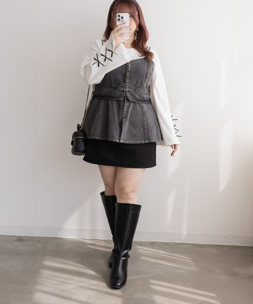 CLETTE(クレット)の「2WAYデニムビスチェ(その他トップス・レディース・ブルー/ブラック・4L/3L/LL)」の6枚目の写真