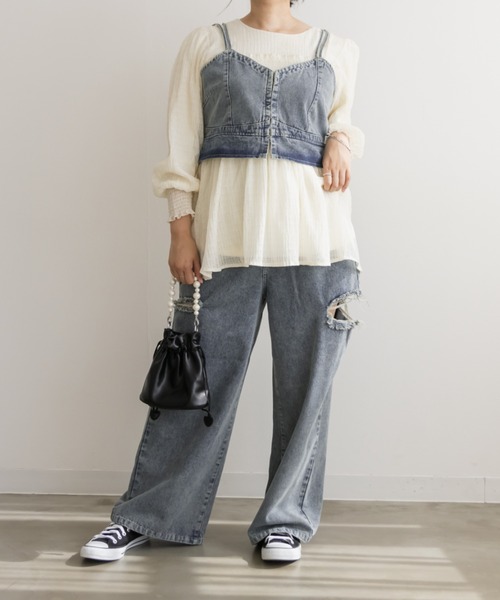 CLETTE(クレット)の「2WAYデニムビスチェ(その他トップス・レディース・ブルー/ブラック・4L/3L/LL)」の4枚目の写真