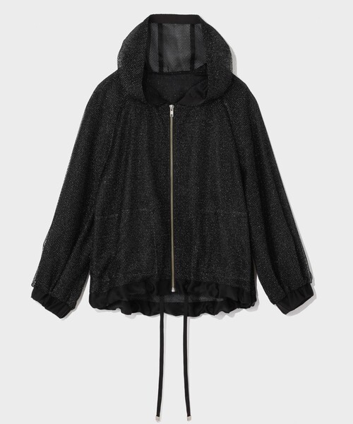 GRACE CLASS（グレースクラス）の「マクラメメッシュフーディー（パーカー・レディース・キナリ/カーキ/ブラック・36）」の5枚目の写真