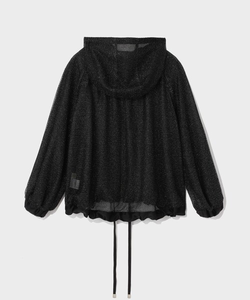 GRACE CLASS（グレースクラス）の「マクラメメッシュフーディー（パーカー・レディース・キナリ/カーキ/ブラック・36）」の6枚目の写真