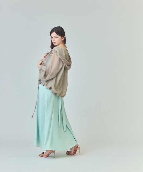 GRACE CLASS（グレースクラス）の「マクラメメッシュフーディー（パーカー・レディース・キナリ/カーキ/ブラック・36）」の9枚目の写真